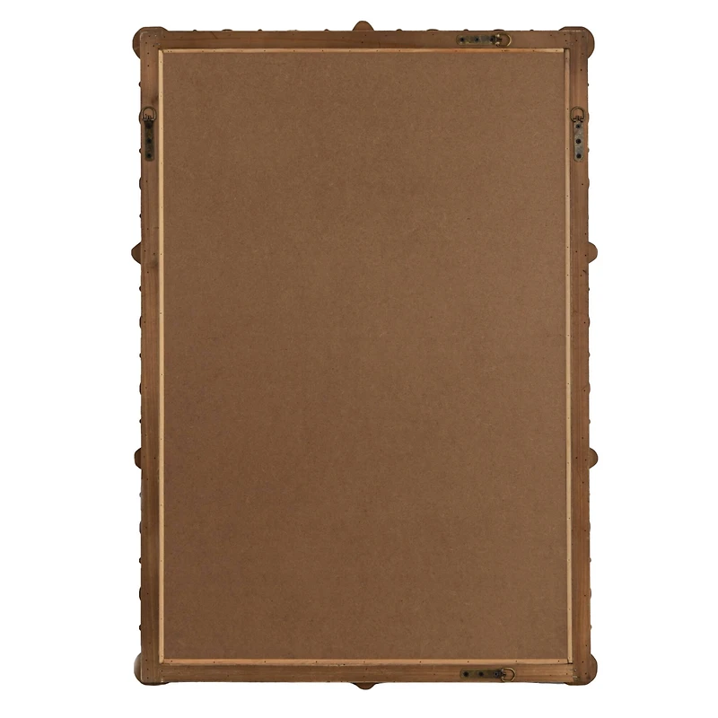 Hello Honey 30" x 43.25" Distressed Pine Wood Beaded Dowel Wall Mirror