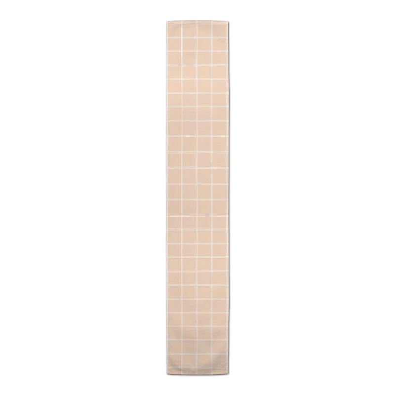 90'' Peach Grid Cotton Twill Table Runner