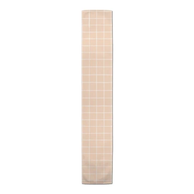 90'' Peach Grid Cotton Twill Table Runner