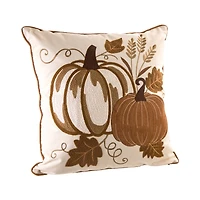 Glitzhome® Cotton Embroidered Pumpkin Pillow Cover