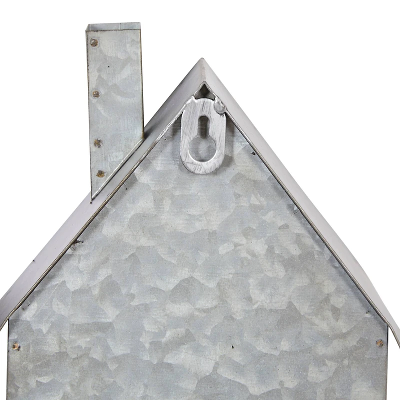 Set of 2 Grey Metal Farmhouse Candle Holder, 13", 18"