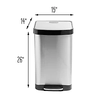 Honey Can Do 50L Large Stainless Steel Step Trash Can with Lid