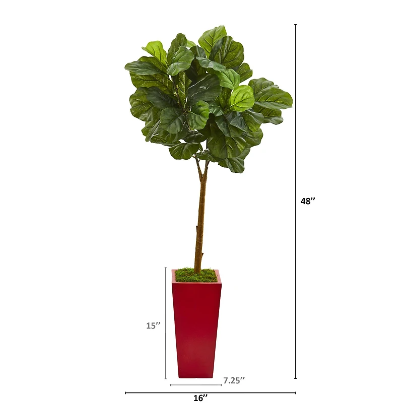 4ft. Fiddle Leaf Tree in Red Planter