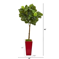4ft. Fiddle Leaf Tree in Red Planter