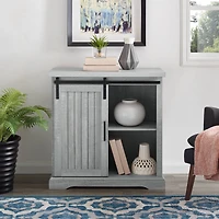 Walker Edison 32" Stone Grey Sliding Grooved Door Modern Accent Cabinet