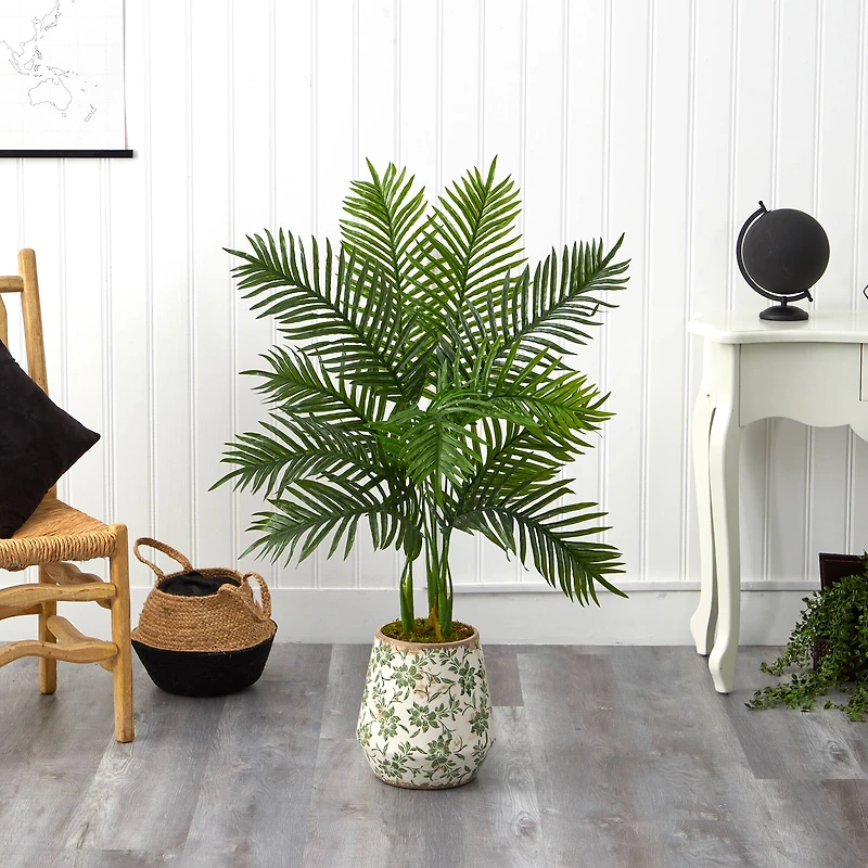 3.5ft. Areca Palm Tree in Floral Print Planter