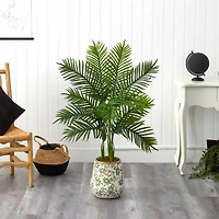 3.5ft. Areca Palm Tree in Floral Print Planter