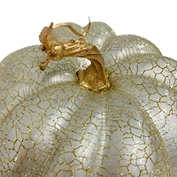 12" Champagne Gold Crackled Fall Harvest Pumpkin Decoration