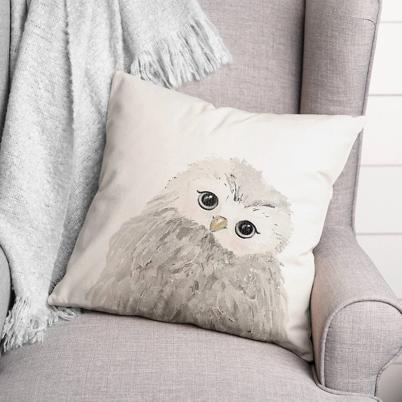 Curious Baby Owl 18" x 18" Throw Pillow