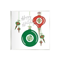 Stupell Industries Seasonal Happy Holidays Ornaments Wall Plaque Art