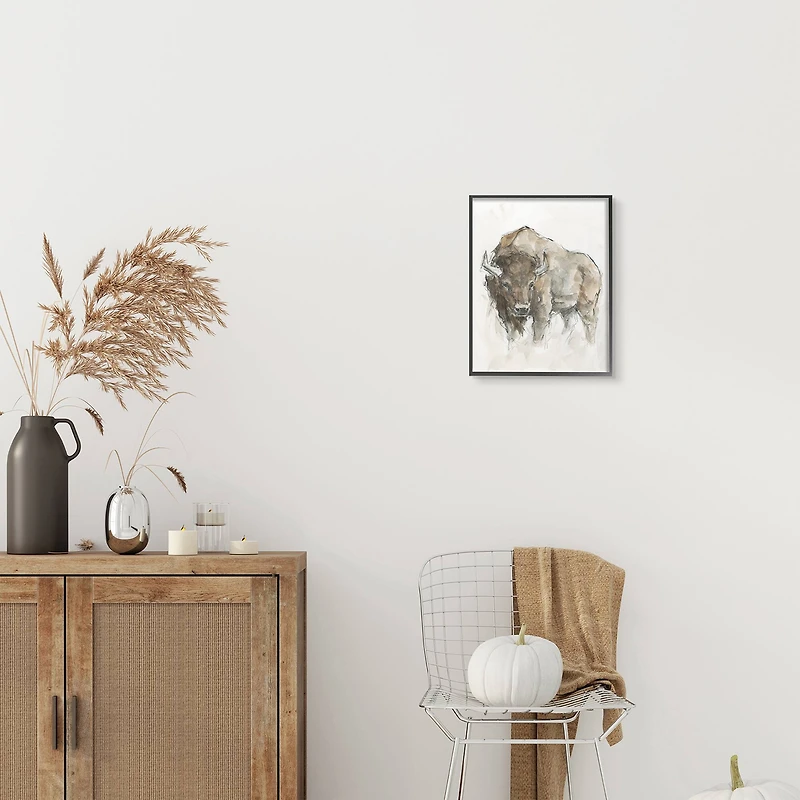 Stupell Industries Western American Buffalo Brown Country Animal Framed Wall Art