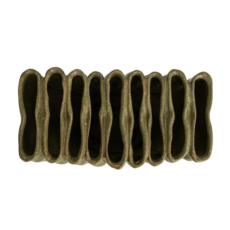Hello Honey® 8" Green 9 Sectioned Sculptural Stoneware Vase