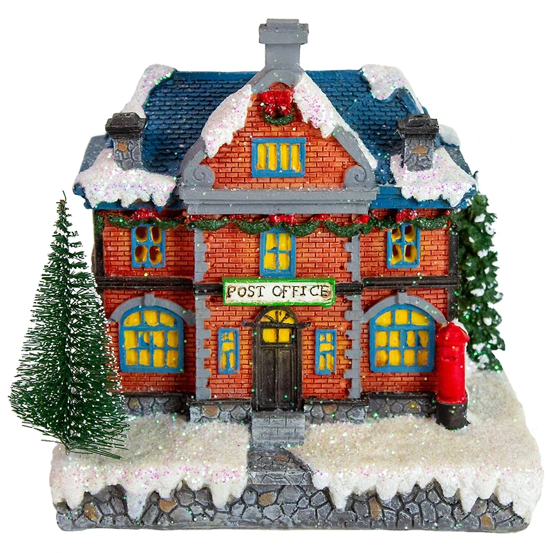 7" Red LED Lighted Post Office Christmas Village Decoration