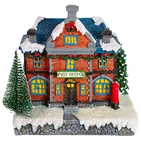 7" Red LED Lighted Post Office Christmas Village Decoration