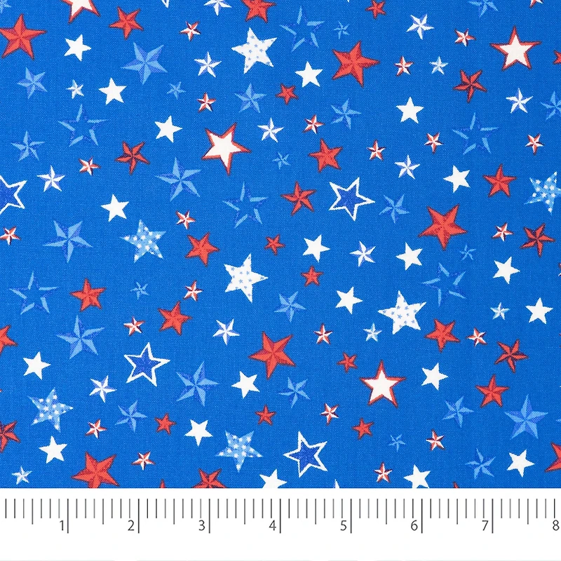 SINGER Red, White & Blue Scattered Stars Cotton Fabric