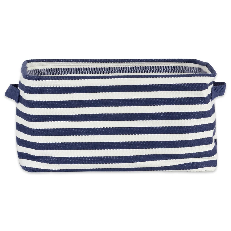 DII® French Blue & White Herringbone Striped PE-Coated Cotton Laundry Bins