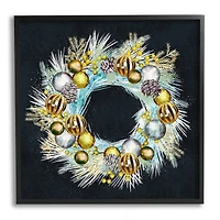 Stupell Industries Seasonal Ornaments Pine Wreath Framed Giclee Art