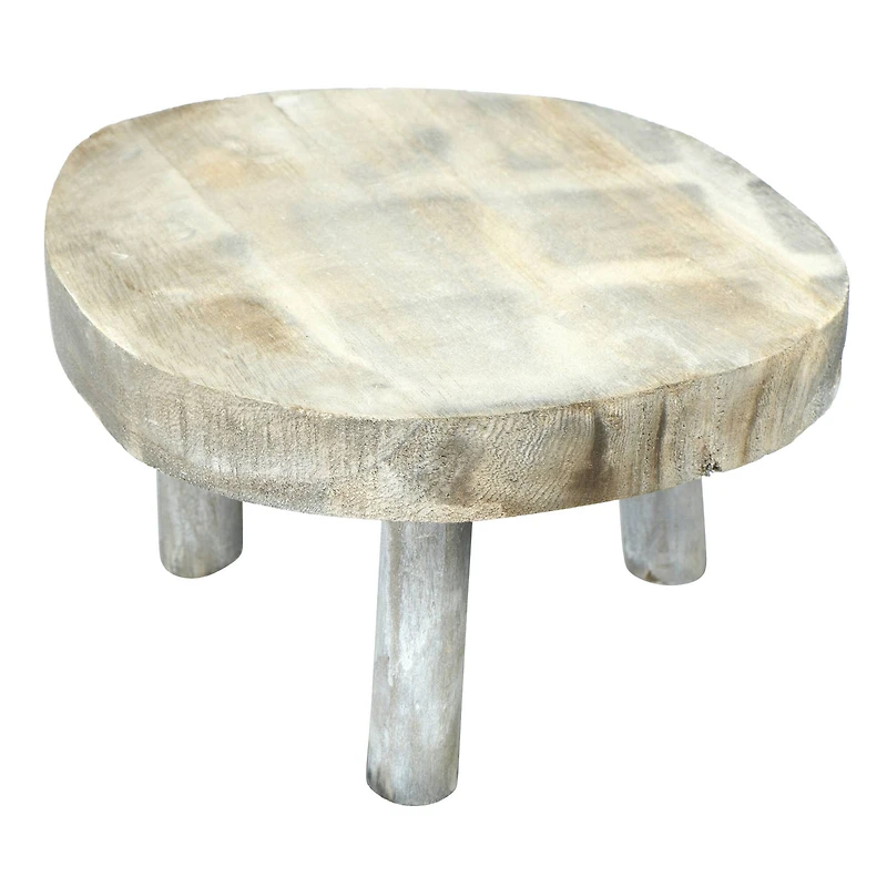 6" Paulownia Wood Gray Wash Pedestal