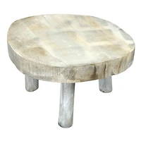6" Paulownia Wood Gray Wash Pedestal