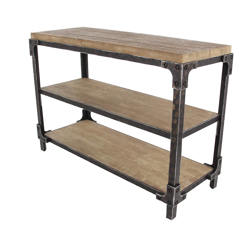4ft. Brown Industrial Wood Console Table