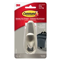 Command™ Large Brushed Nickel Decorative Metal Hook