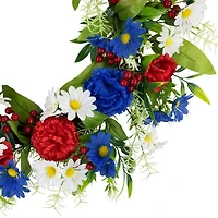 21" Red, White & Blue Mixed Floral Americana Wreath