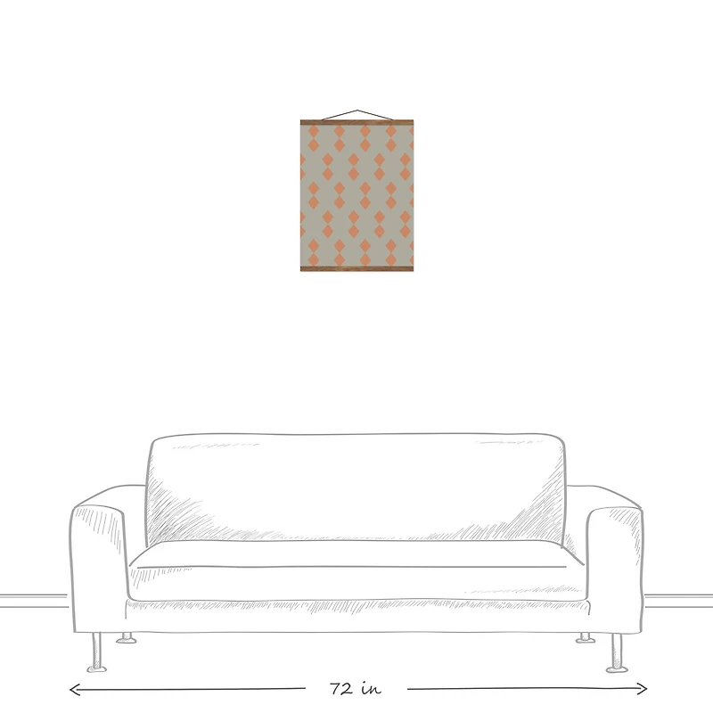 Diamond Cutout 16" x 20" Teak Hanging Canvas