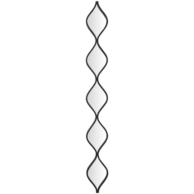 Black Metal Slim Stacked Chain 5 Layer Wall Mirror with Tear Drop Pattern 7" x 1" x 59"