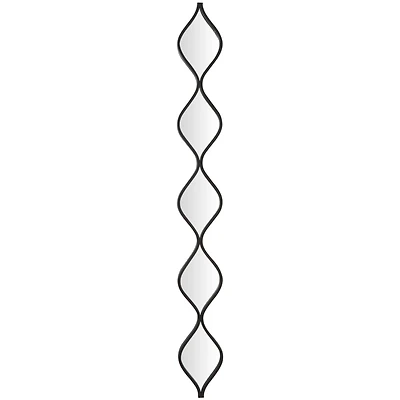 Black Metal Slim Stacked Chain 5 Layer Wall Mirror with Tear Drop Pattern 7" x 1" x 59"
