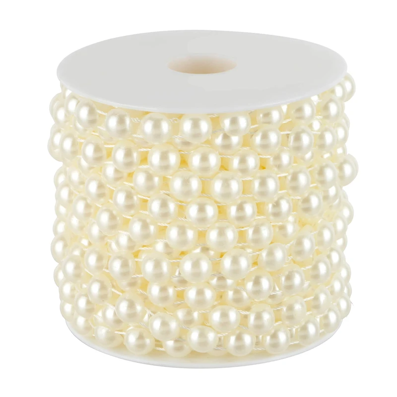 10mm Round Flatback Plastic Pearl Bead Garland