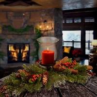 Crestwood Spruce Candle Holder with Glass Cup Centerpiece