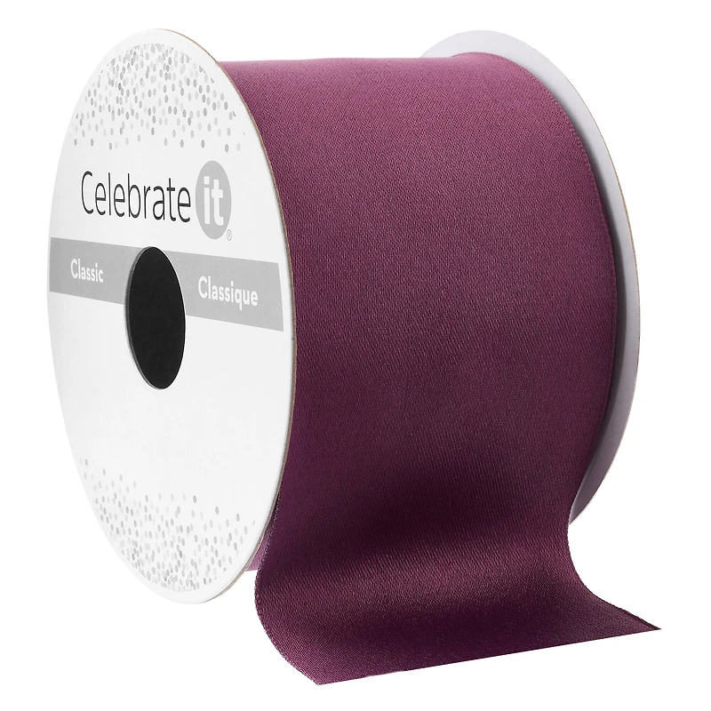 2.5" x 10yd. Wine Wired Satin Ribbon by Celebrate It™ Classic