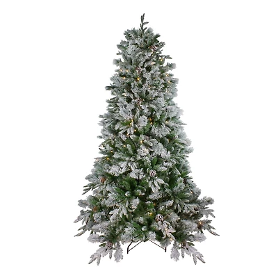 7.5ft. Pre-Lit Real Touch™️ Flocked Rosemary Emerald Angel Pine Artificial Christmas Tree, Clear LED Lights