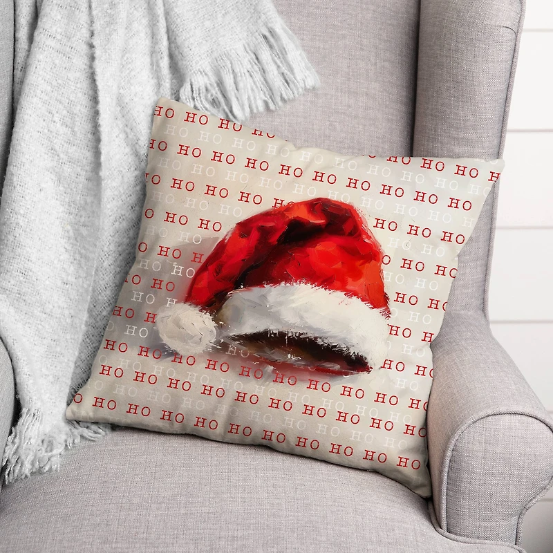 Painterly Santa Hat 18" x 18" Spun Poly Pillow