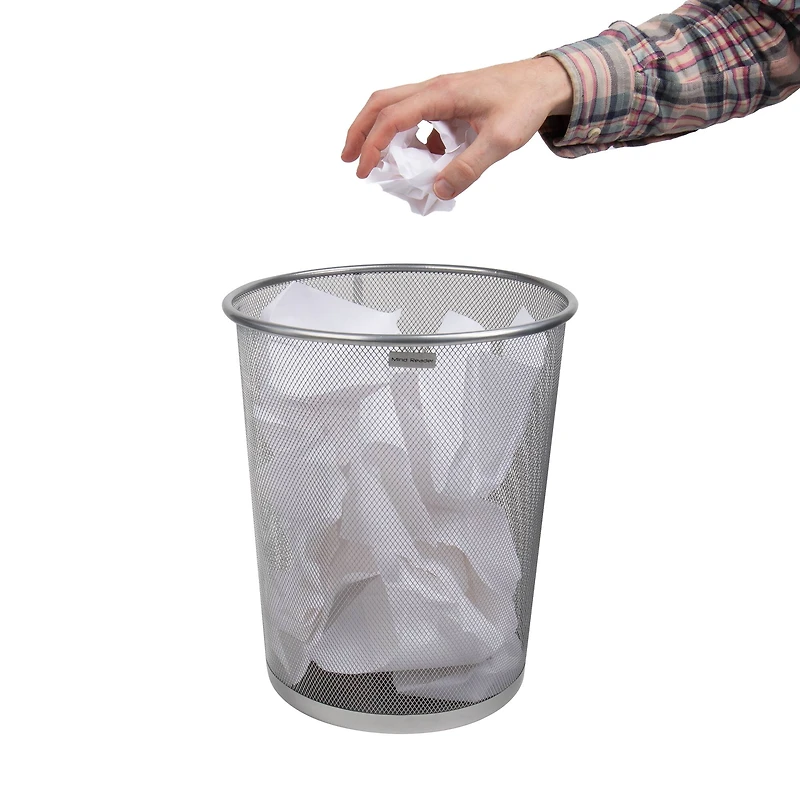 Mind Reader 2 Piece Garbage Round Metal Mesh Waste Basket Recycling Bin