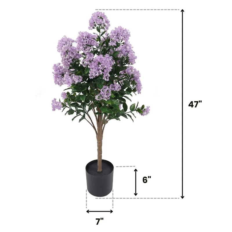 GreenSmart Dekor 4ft. Artificial Lilac Tree Plant in Black Pot 