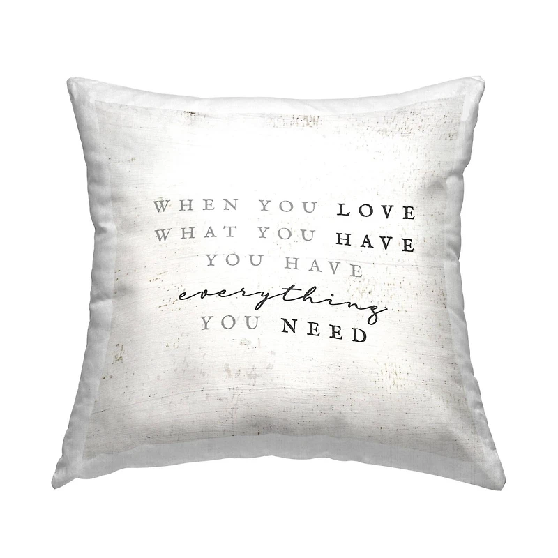 Stupell Industries Motivational Birch Pattern Love Phrase Throw Pillow, 18" x 18"