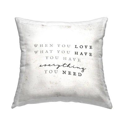 Stupell Industries Motivational Birch Pattern Love Phrase Throw Pillow, 18" x 18"