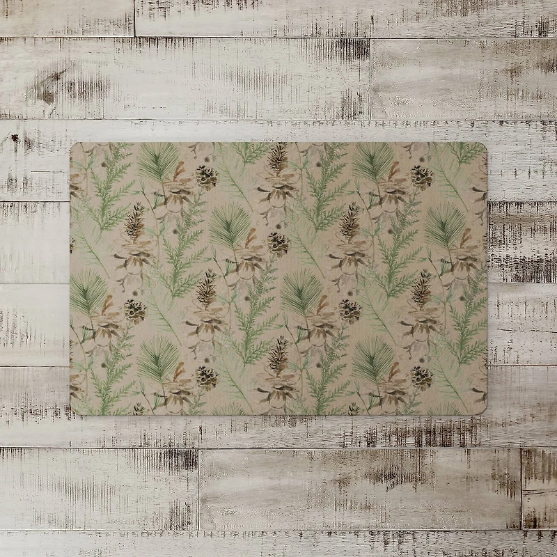 Pinecones & Greenery on Brown Floor Mat