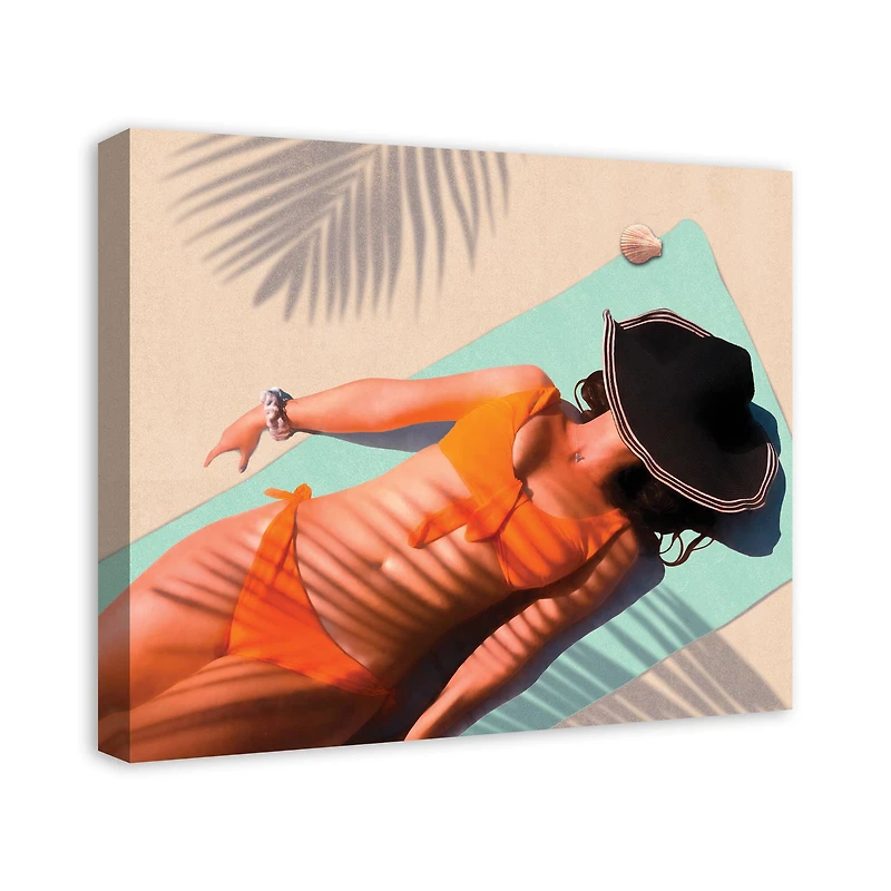 Sunbathing Palm Shadows Canvas Wall Art