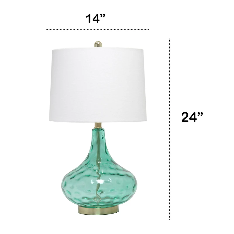 Lalia Home Classix 24" Seafoam Green Dimpled Glass Table Lamp