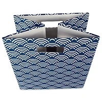 DII® 11" Nautical Blue Waves Cube Storage Bin