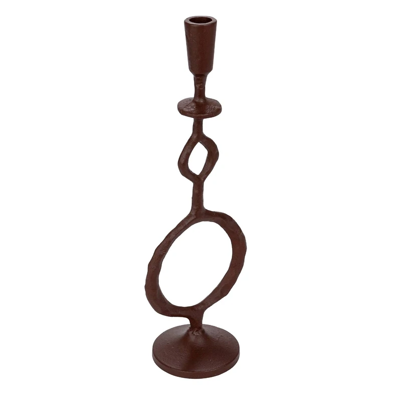 Hello Honey® 15" Brown Decorative Cast Metal Taper Candle Holder