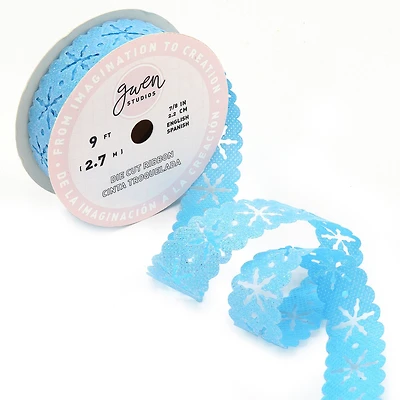 Gwen Studios 7/8" x 3yd. Die Cut Metallic Snowflakes Winter Holiday Ribbon