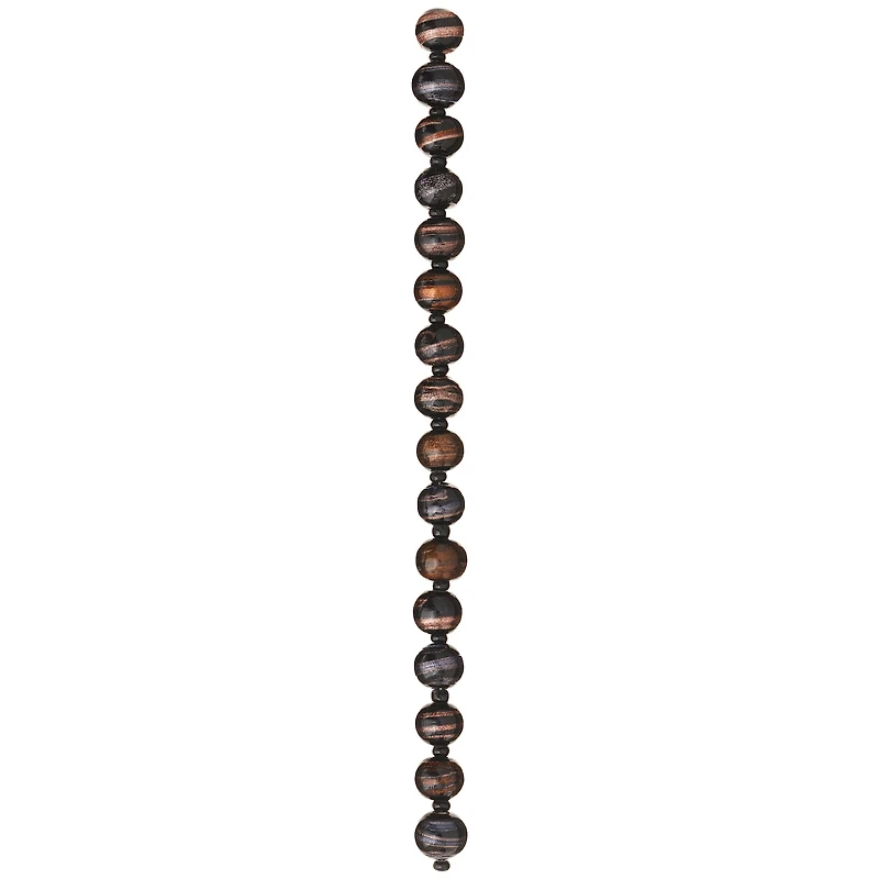 12 Pack: Black & Amber Lampwork Glass Beads, 10mm by Bead Landing™