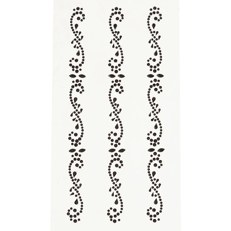 12 Packs: 3 ct. (36 total) Black Flourish Border Adhesive Rhinestones by Recollections™