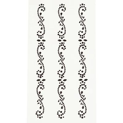 12 Packs: 3 ct. (36 total) Black Flourish Border Adhesive Rhinestones by Recollections™