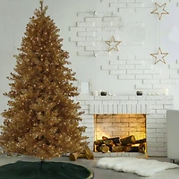 7.5ft. Pre-Lit True Gold Metallic Artificial Christmas Tree, Clear LED Infinity Lights®