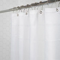 Elle Décor White Jacquard Solid Weave Shower Curtain