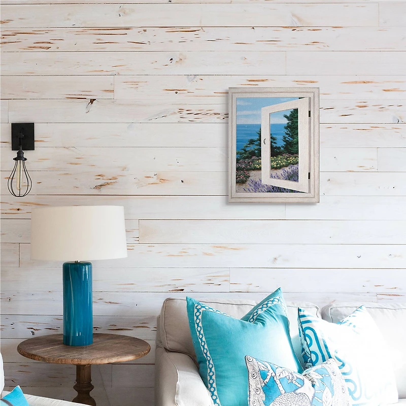 Stupell Industries Coastal View From Window Distant Boats on Ocean Canvas Wall Art